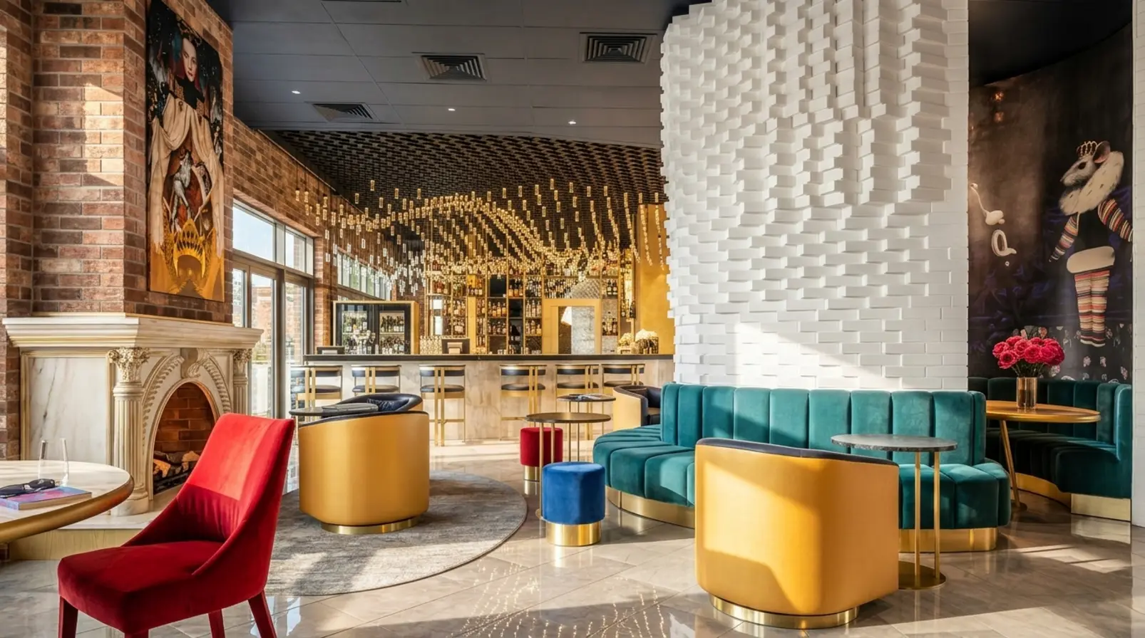Стильный фасад и интерьер отеля Mercure Kaliningrad на берегу Верхнего озера в тематике сказок Гофмана